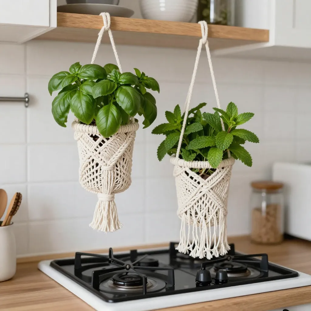 Bright indoor herb garden with natural lighting